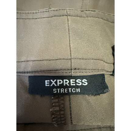 Express Women's Brown Tan Straight Leg Mid Rise Stretch Trousers Pants Size 3/4
