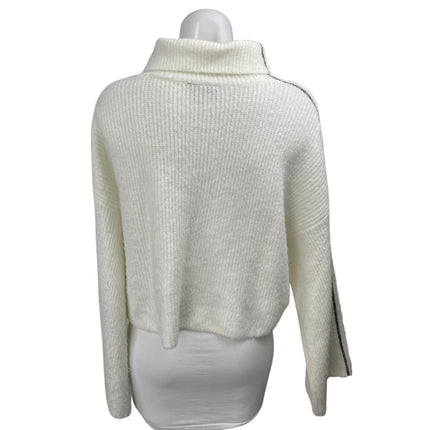 Topshop Women's White Ribbed Knit Turtleneck Long Sleeve Sweater Top Size 6