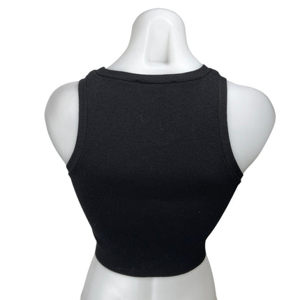 Zara Women's Black Rib Knit Sleeveless Racerback Pullover Crop Tank Top Size S