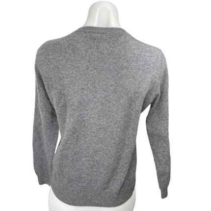 Zara Knit Women's Gray 100% Cashmere Long Sleeve Crew Neck Sweater Top Size M