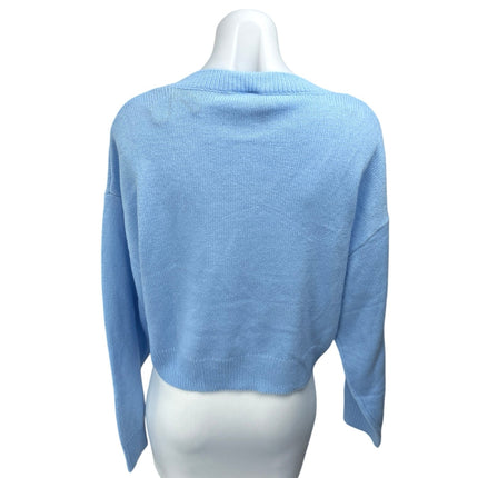 H&M Divided Women's Blue Knit V-Neck Long Sleeve Pullover Sweater Top Size M