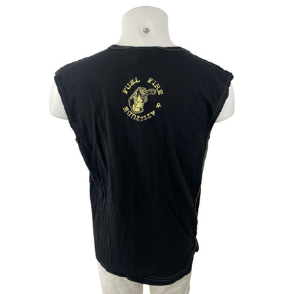 Sick Boy Motorcycles Black Graphic V Neck Sleeveless Muscle Tee Tank Top Size XL