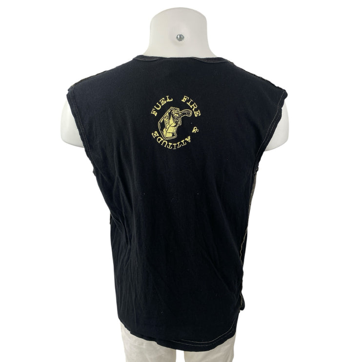 Sick Boy Motorcycles Black Graphic V Neck Sleeveless Muscle Tee Tank Top Size XL