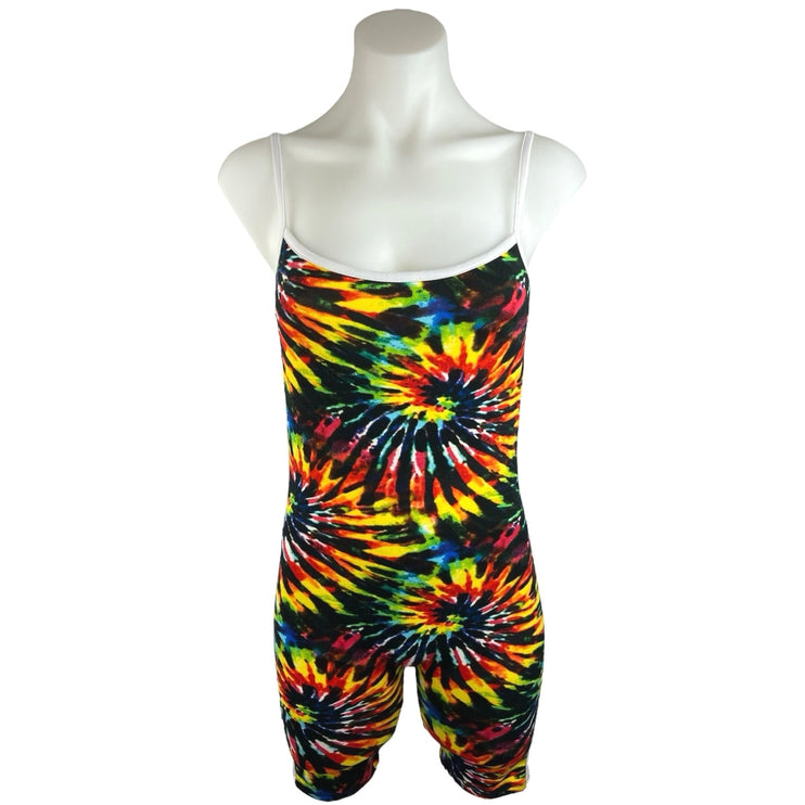 Absolutely Love It Multicolor Tie Dye Spaghetti Strap Stretch Knit Romper Size L