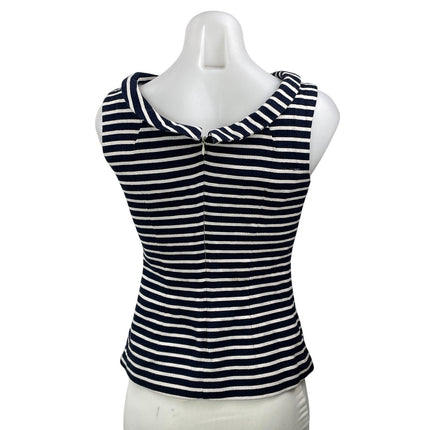 Boden Martha Women's Black White Sleeveless Striped Boat Neck Blouse Top Size 2