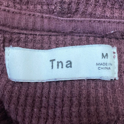 Aritzia Tna Purple Waffle Knit Long Sleeve Hooded Hoodie Sweater Sweatshirt Sz M