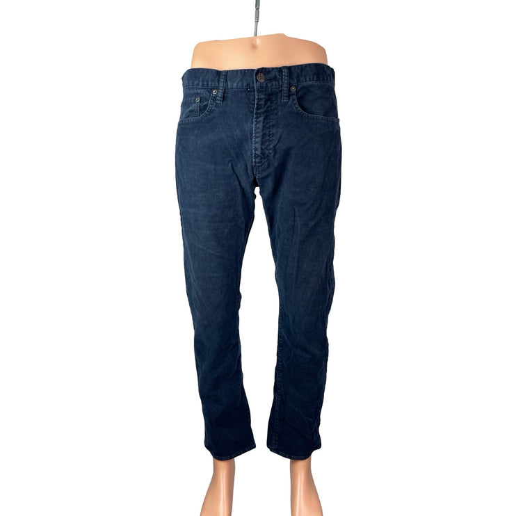 Gap Men's Navy Blue Corduroy Slim Fit Mid Rise Trousers Denim Jeans Size 32x30