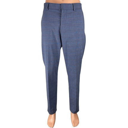H&M Men's Blue Plaid Slim Fit Formal Evening Chino Trousers Dress Pants Size 34R