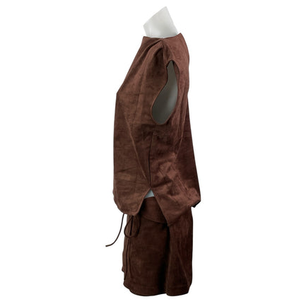 Amanda Uprichard Freya Women's Brown Faux Suede Tie Two Piece Skirt Set Size S