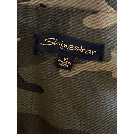 Shinestar Women's Green Camo Army Military Full Zip Anorak Utility Jacket Size M