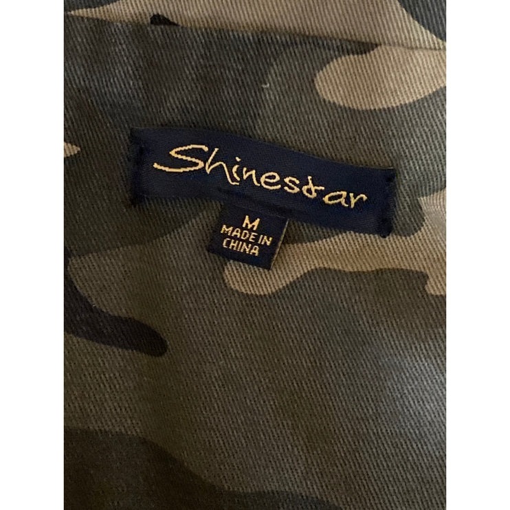 Shinestar Women's Green Camo Army Military Full Zip Anorak Utility Jacket Size M