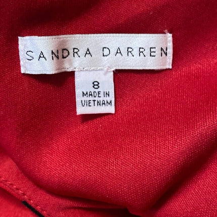 Sandra Darren Red Black Floral Jacquard Sleeveless Mini Fit & Flare Dress Size 8