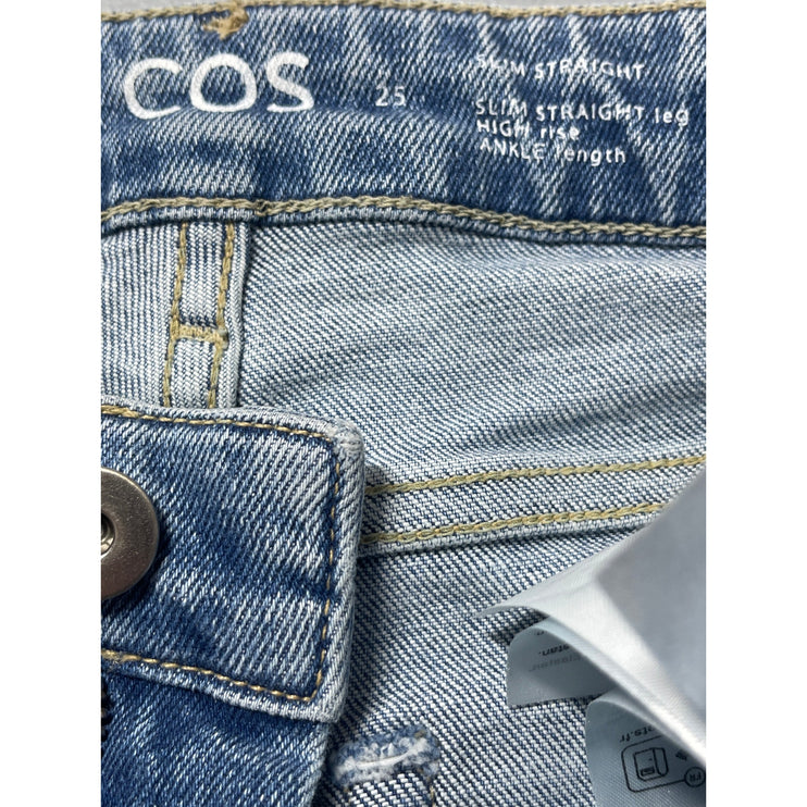 COS Women's Blue Slim Straight Ankle Medium Wash High Rise Denim Jeans Size 25