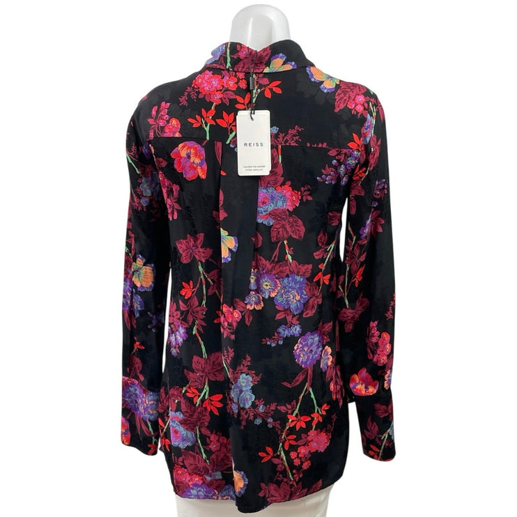 NEW Reiss Multicolor Floral Texture Jacquard Long Sleeve Button Down Shirt Top 0