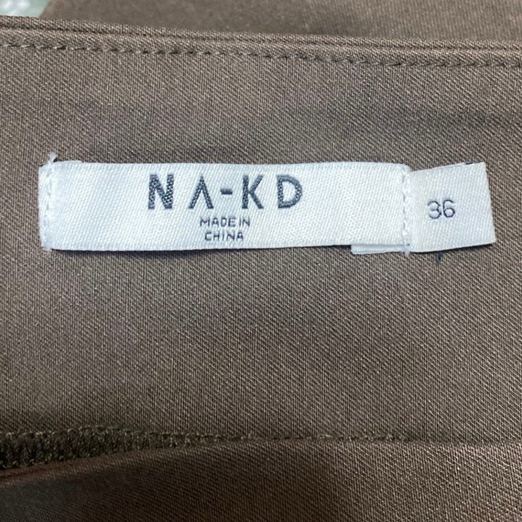 NA-KD Womens Brown High Waisted Slim Skinny Flare Trousers Pants Size US 6