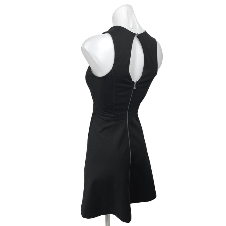 Club Monaco Black Faux Leather Sleeveless Racerback Zip Mini Fit & Flare Dress 0