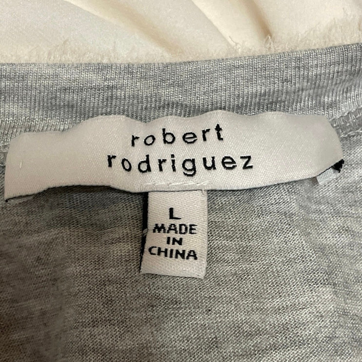 Robert Rodriguez Women's White Gray Sleeveless Scoop Neck Tank Top Size L