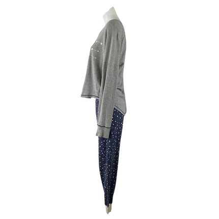 PJ Salvage Women's Gray Blue Constellation Star Long Sleeve Pajama Set Size S