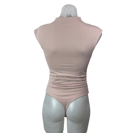 Aritzia Contour Fortify Women's Pink Sleeveless Cap Mock Neck Bodysuit Top S