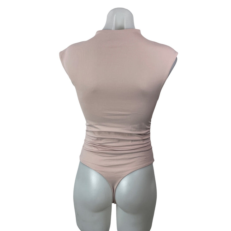 Aritzia Contour Fortify Women's Pink Sleeveless Cap Mock Neck Bodysuit Top S