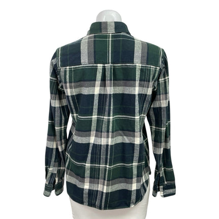 Uniqlo Womens Green Plaid Flannel Check Long Sleeve Button Down Shirt Top Size S