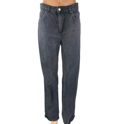 MNG Mango Womens Black High Waisted Straight Wide Leg Denim Jeans Panrs Size 8