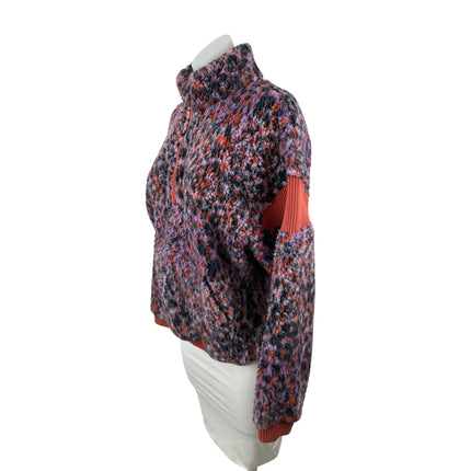 JoyLab Womens Purple Cheetah Leopard 1/2 Zip Long Sleeve Sweater Jacket Top XS