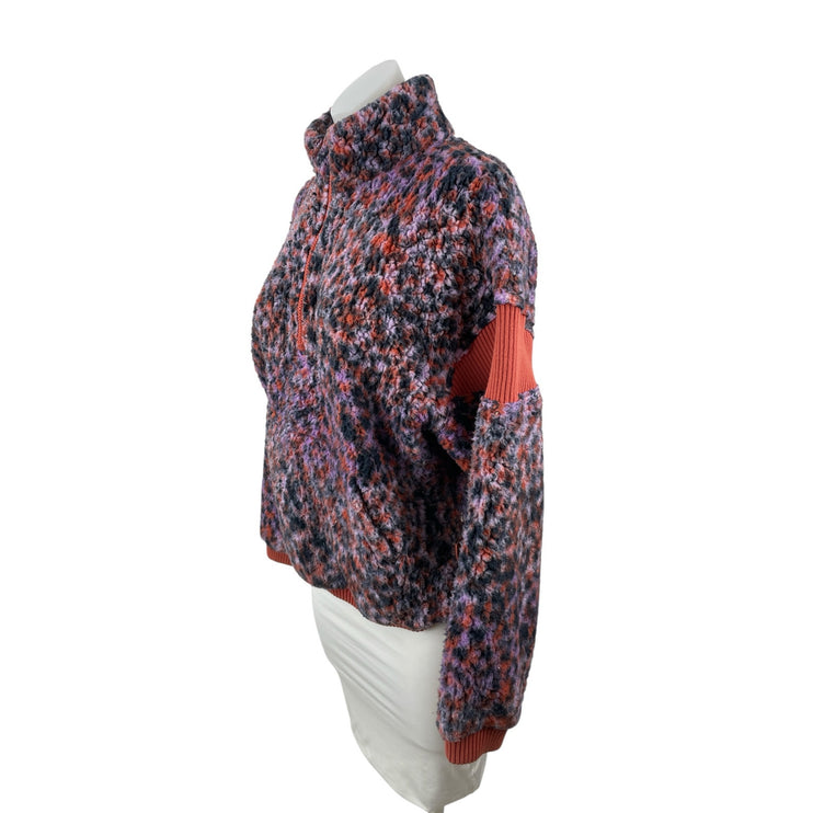 JoyLab Womens Purple Cheetah Leopard 1/2 Zip Long Sleeve Sweater Jacket Top XS