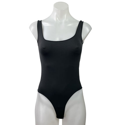 Skims Women's Black Sleeveless Scoop Neck Stretch Cami Tank Bodysuit Top XXS/XS
