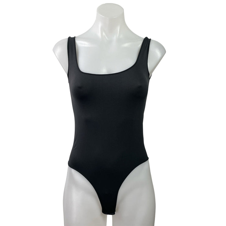 Skims Women's Black Sleeveless Scoop Neck Stretch Cami Tank Bodysuit Top XXS/XS