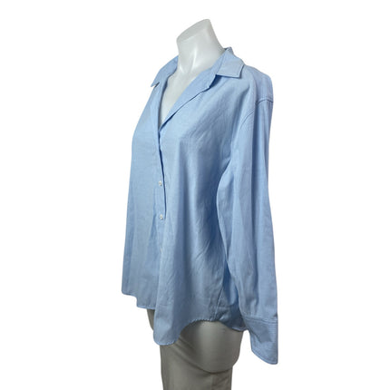 NEW Zara Women's Blue Striped Collared Long Sleeve Button Down Shirt Top Size M