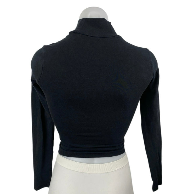 Abercrombie & Fitch Women's Black Soft Long Sleeve Turtleneck Crop Top Size XXS