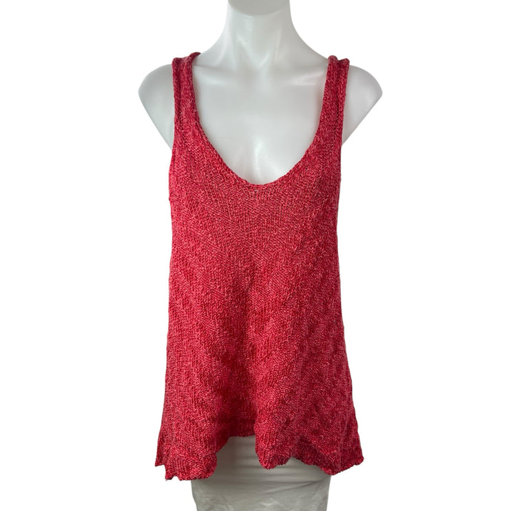 Free People Women's Red Sleeveless Racerback Y2k Boho Tunic Tank Top Size M