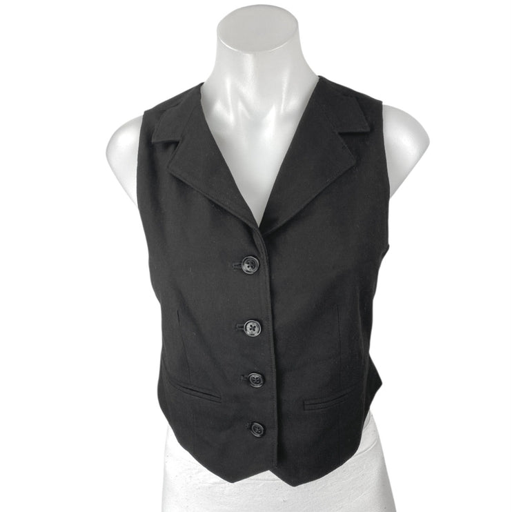 NEW Banana Republic Black Sleeveless Button Up Blazer Vest Crop Tank Top Size 0