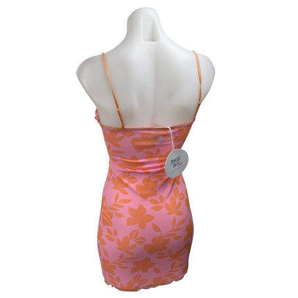 NEW Princess Polly Pink Orange Floral Sleeveless Cami Mini Tank  Bodycon Dress 4