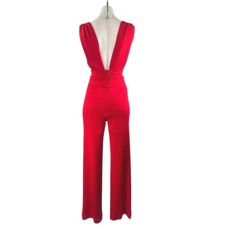 House of CB London Benedetta Red Sleeveless Straight Leg Tank Romper Jumpsuit XS