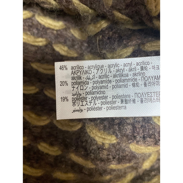 NEW Zara Brown Yellow Crochet Knit Long Sleeve Button Up Sweater Top Size S
