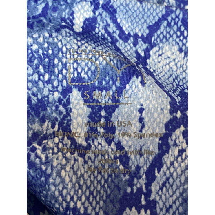 DYI Blue Snakeskin Athletic Yoga Crop Top High Rise Leggings Two Piece Set Sz S