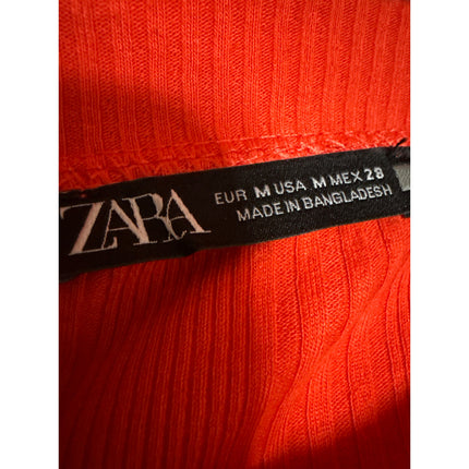 Zara Red Short Cap Sleeve Ribbed Knit Sculpt Sweater Mini Bodycon Dress Size M