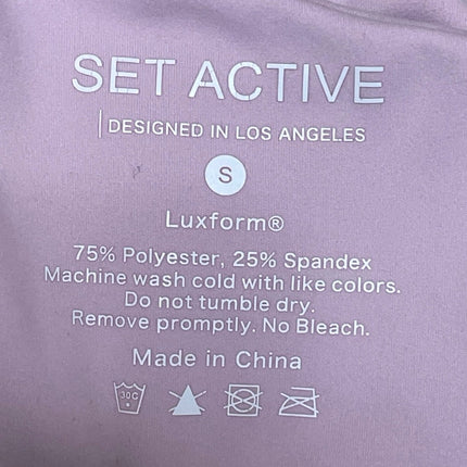 Set Active Women's Pink Square Neck Yoga Workout Athletic Sports Bra Crop Top S