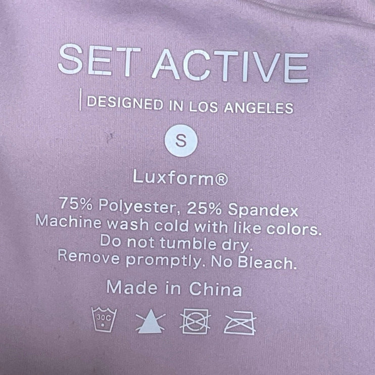 Set Active Women's Pink Square Neck Yoga Workout Athletic Sports Bra Crop Top S