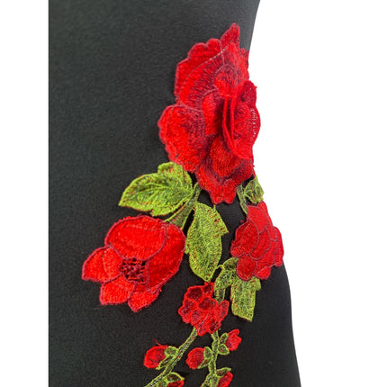 B. Darlin Black Floral Embroidered High Neck Sleeveless Mini Bodycon Dress 1/2