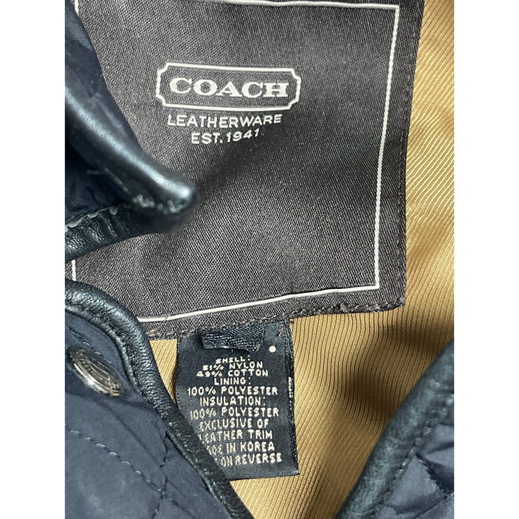 Coach Leatherware Women's Black Puffer Quilted Long Sleeve Coat Jacket Size M