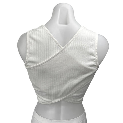 Atmos & Here Women's White Rib Knit Sleeveless Cami Camisole Crop Tank Top Sz 10