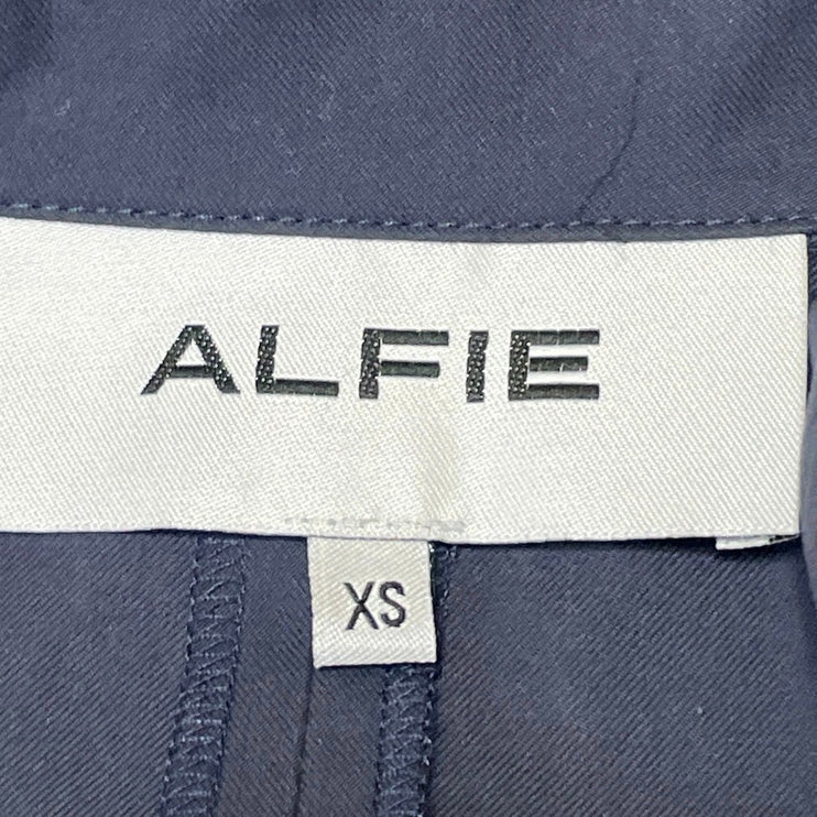 ALFIE Dark Blue Long Sleeves Peplum Hem Single Breasted Blazer Coat Jacket Sz XS