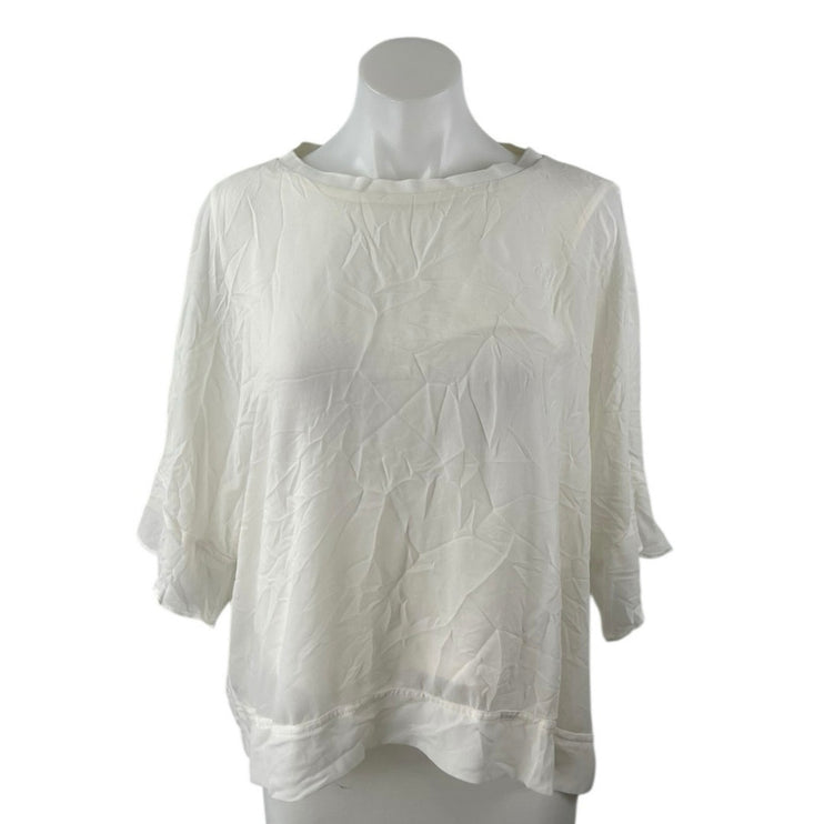 Zara Women White Half Sleeve Boxy Basic Minimalist T Shirt Tee Blouse Top Size M