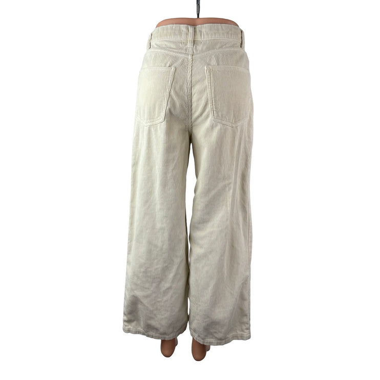 Urban Outfitters BDG Women's Ivory Corduroy High Rise Wide Leg Trousers Pants 27