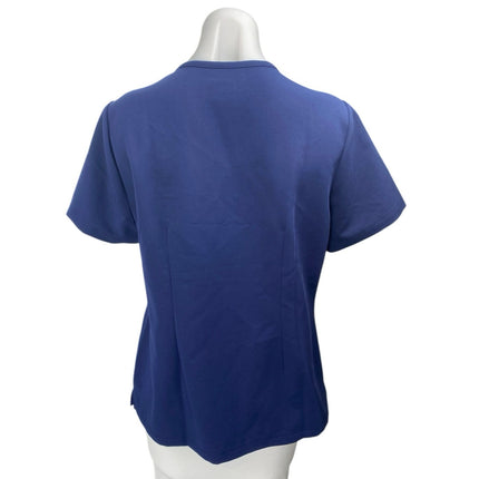 Jaanuu Blue Classic V-Neck Short Sleeve Pocket Medical Scrub Uniform Top Size M