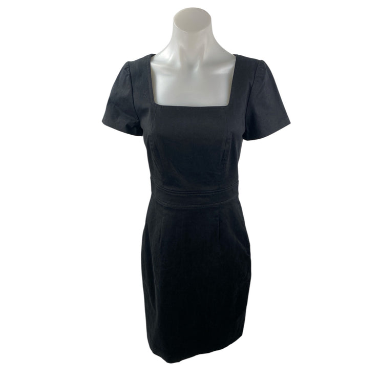 J.Crew Womens Black Square Neck Short Cap Sleeve Zipper Back Mini Sheath Dress 2