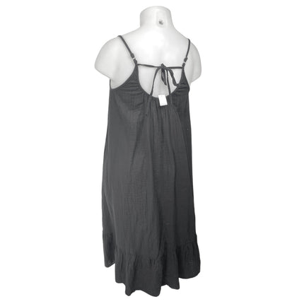 NEW Gap Black Sleeveless Tie Back Cotton Cami Camisole Tank Midi Dress Size L